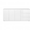 Buffet Capetown - Décor blanc brillant - Panneaux de particules - 3 portes - 3 étageres - 3 tiroirs - 179 x 80,5 x 40 cm