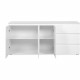 Buffet Capetown - Décor blanc brillant - Panneaux de particules - 3 portes - 3 étageres - 3 tiroirs - 179 x 80,5 x 40 cm