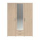 Armoire chambre VARIA - Panneaux de particules - Décor chene - 3 portes  + 2 tiroirs + miroir - L 150 cm x P 51,7 cm x H 200 cm
