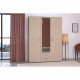 Armoire chambre VARIA - Panneaux de particules - Décor chene - 3 portes  + 2 tiroirs + miroir - L 150 cm x P 51,7 cm x H 200 cm