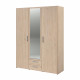 Armoire chambre VARIA - Panneaux de particules - Décor chene - 3 portes  + 2 tiroirs + miroir - L 150 cm x P 51,7 cm x H 200 cm
