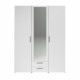 Armoire chambre VARIA - Panneaux de particules - Décor blanc - 3 portes  + 2 tiroirs + miroir - L 150 cm x P 51,7 cm x H 200 cm