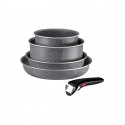 TEFAL INGENIO Hard Stone Lot 5 pieces, Poeles 22/26 cm, Casseroles 16/20 cm, Poignée amovible, Non induction, Antiadhésif L44…