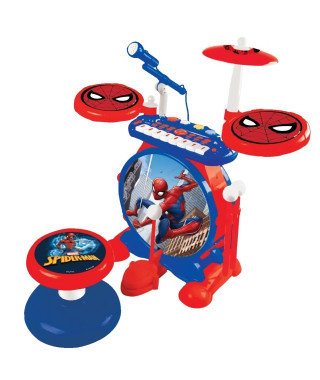 SpiderMan - Batterie électronique pour enfant - Lumineuse - Complete avec clavier, cymbales et tabouret - Lexibook