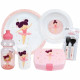 Lot Vaisselle Danseuse Ballerine - FUN HOUSE - 006364 - Verre, Assiette Creuse, Assiette Plate, Couverts, Gourde et Boîte Goûter