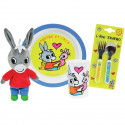 Lot Vaisselle Trotro pour Enfant - FUN HOUSE - 006374 - Verre, Assiette Plate, Couverts et Peluche Douce