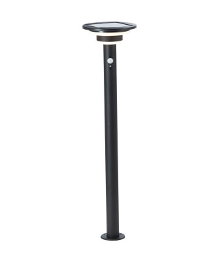 Potelet extérieur - BRILLIANT - GARVINA - LED et solaire - Détecteur de mouvement - Acier inoxydable et plastique - 4 W - Noir