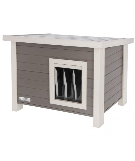 Maison pour chat - KERBL - ECO Eli - Gris / Blanc - 57 x 45 x 43 cm