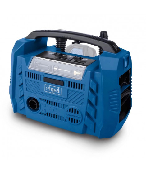 Compresseur electrique hybride SCHEPPACH 20V IXES 10 bars - Alim : bat/secteur/allume cigare - sans bat ni chargeur - Airforce 6