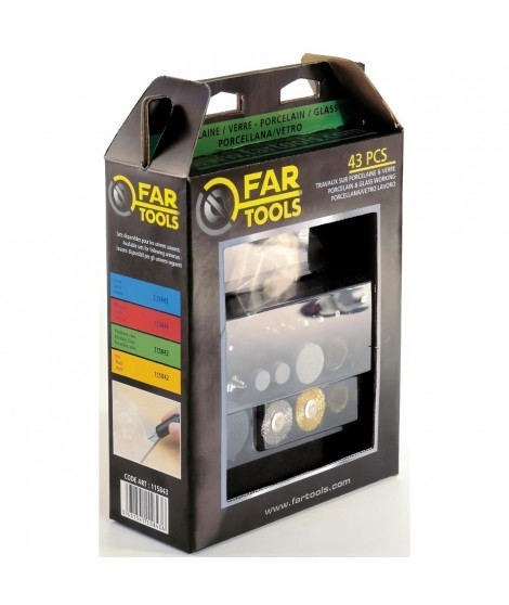 FARTOOLS Set 43 accessoires pour mini meuleuse pour verre et porcelaine