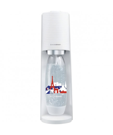 SODASTREAM Terra - Machine a Eau Pétillante Blanche + 1 bouteille 1L Fuse édition France + 1 Recharge de Gaz 60L a Clipser