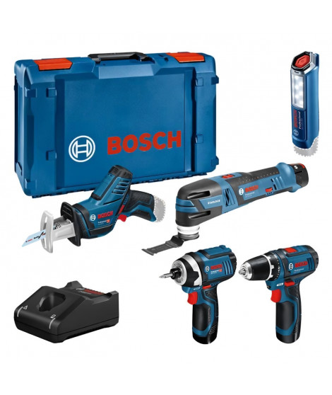 KIT 5 OUTILS Bosch Professional : GSR 12V15 + GOP 12V28 + GDR 12V105 + GSA 12V14 + GLI 12V300 + 3x2,0Ah + Chargeur,XLBoxx-061…
