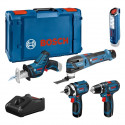 KIT 5 OUTILS Bosch Professional : GSR 12V15 + GOP 12V28 + GDR 12V105 + GSA 12V14 + GLI 12V300 + 3x2,0Ah + Chargeur,XLBoxx-061…