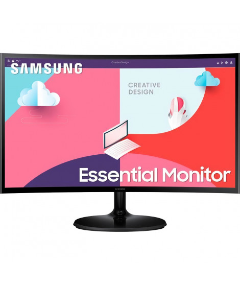 Ecran PC - SAMSUNG - LS24C360EAUXEN - 24 FHD 1920x1080 - Incurvé 1800R - Dalle VA - 4 ms - 75 Hz - HDMI - FreeSync