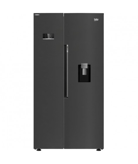 Réfrigérateur pose-libre side by side - BEKO -  GN163241DXBRN - Classe E - 576 L - Froid ventilé - 70,5 x 91 x 179 cm - Carbone