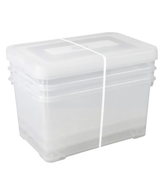 CURVER Lot de 3 boîtes de rangement - 50L - Transparent - L 60 x P 40 x H 39,5 cm