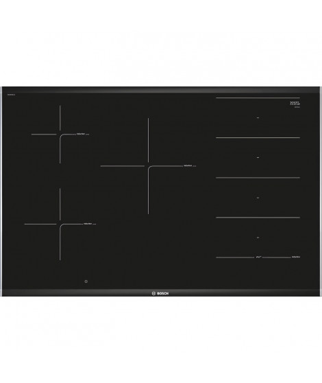 Table induction grande largeur - BOSCH  SER8 - PXV875DV1E - Noir - 5-foyers - Home Connect - L816xP527 mm