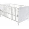 Lit Bébé Évolutif 70x140 - ROBA - Réglable en Hauteur - 3 Barreaux Amovibles - Coins de Transformation Inclus - Bois Blanc