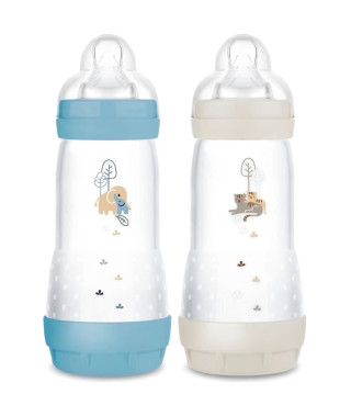 Lot de 2 Biberons - MAM - Easy Start - Anti-colique - 320 ml - Tétine débit 3 - Océan + Sable