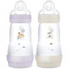 Lot de 2 Biberons - MAM - Easy Start / Anti-Colique - 260 ml - Tétine Débit 2 - Lilas + Sable