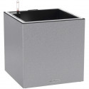 Pot de fleur LECHUZA Canto Stone Cube 40 - kit complet LED, gris pierre