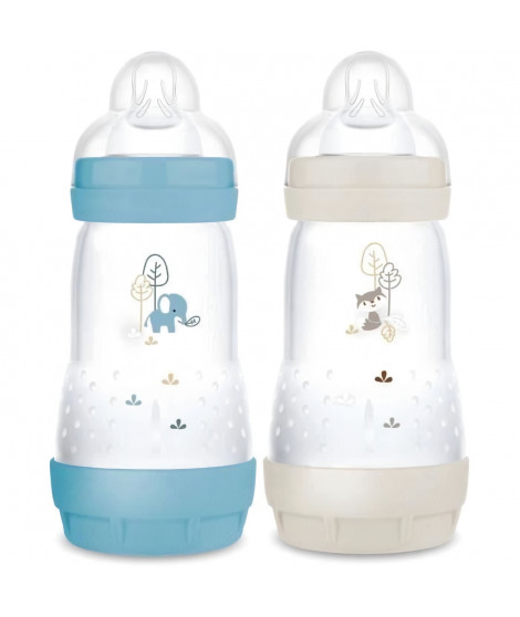 Lot de 2 Biberons - MAM - Easy Start / Anti-Colique - 260 ml - Tétine Débit 2 - Océan + Sable