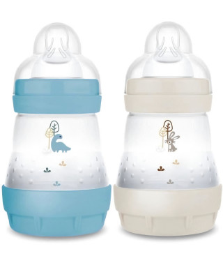 Lot de 2 Biberons - MAM - Easy Start - Anti-colique - 160 ml - Tétine débit 1 - Océan + Sable