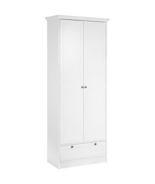 Armoire Landwood - Panneaux de particules et mélaminé - 2 portes - 18 paires - L80 x P39 x H200 cm - Blanc