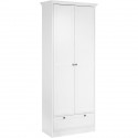 Armoire Landwood - Panneaux de particules et mélaminé - 2 portes - 18 paires - L80 x P39 x H200 cm - Blanc