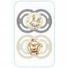 Lot de 2 sucettes avec boîte de stérilisation - MAM - Perfect Nuit - 18 mois - Silicone - Gris et beige