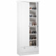 Armoire Landwood - Panneaux de particules et mélaminé - 2 portes - 18 paires - L80 x P39 x H200 cm - Blanc