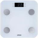 LIVOO DOM427W - Pese-personne impédancemetre - 13 mémoires utilisateurs - 180 kg - Plateau en verre trempé affichage LCD - Blanc