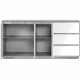 Buffet Phoenix 51A - Décor béton structuré / blanc brillant - Panneaux de particules - 3 portes/étageres/tiroirs - 178 x 88 x…