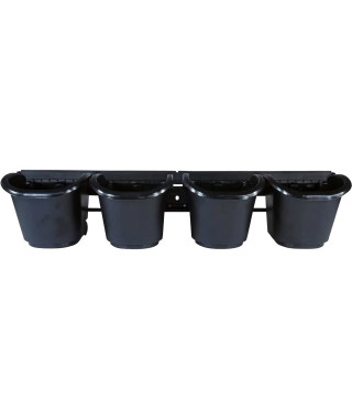 Jardiniere murale - Kit mural composé d'un support mural et de 4 pots (1 L) - Noir - Dim H 15 x L 60 cm - NATURE