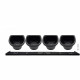 Jardiniere murale - Kit mural composé d'un support mural et de 4 pots (1 L) - Noir - Dim H 15 x L 60 cm - NATURE