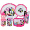 Lot Vaisselle Disney Minnie - FUN HOUSE - 006377 - Verre, Assiette Creuse, Assiette Plate, Gourde, Boîte Goûter et Couverts