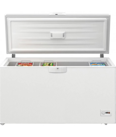 Congélateur coffre pose libre - BEKO - HSM46740 - Classe E - 451 L - 67,5 x 155,5 x 86 cm - Blanc