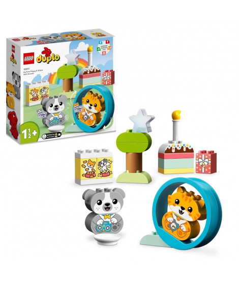 LEGO 10977 DUPLO Mes Premiers Chiot et Chaton avec Effets Sonores, Jouet Bébés Des 18 Mois, Figurines Animaux, Grosses Briques
