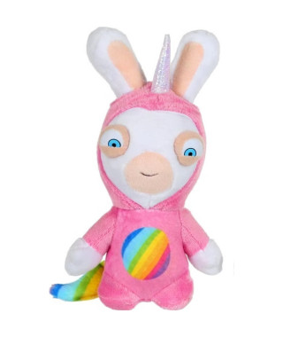 LAPINS CRETINS Peluche Licorne Lapicorne Sonore Rose - 18 cm