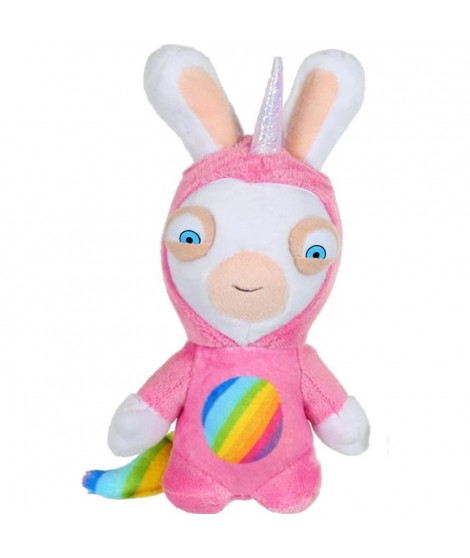 LAPINS CRETINS Peluche Licorne Lapicorne Sonore Rose - 18 cm