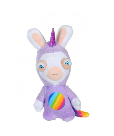 LAPINS CRETINS Peluche Licorne Lapicorne Sonore Mauve - 18 cm