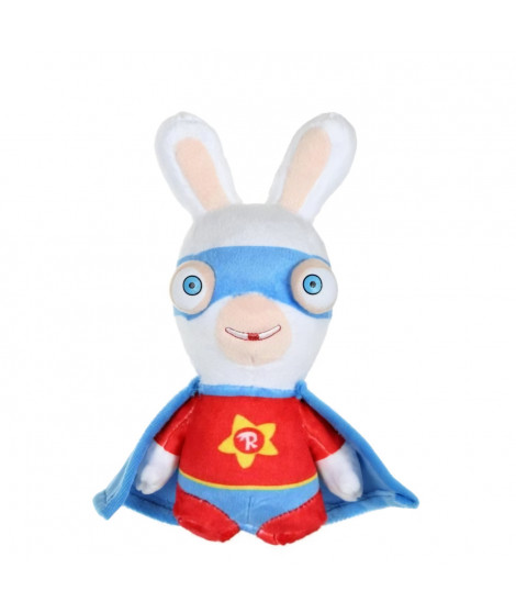 LAPINS CRETINS Peluche Super-Héros Rouge Sonore - 18 cm
