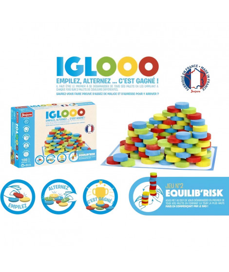 Iglooo 100 Pieces - JEUJURA - Jeu d'Adresse et de Logique avec Palets et Tapis, Regles des Jeux Incluses