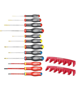 Jeu de 12 tournevis PROTWIST + 2 racks de rangement - FACOM - AT.J12R1PB