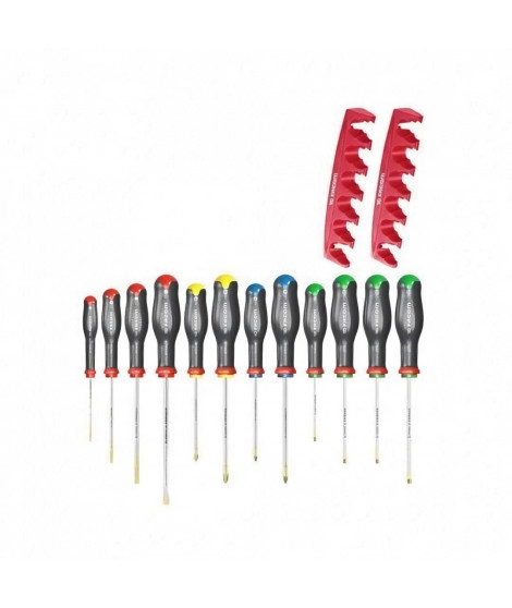 Jeu de 12 tournevis PROTWIST + 2 racks de rangement - FACOM - AT.J12R2PB