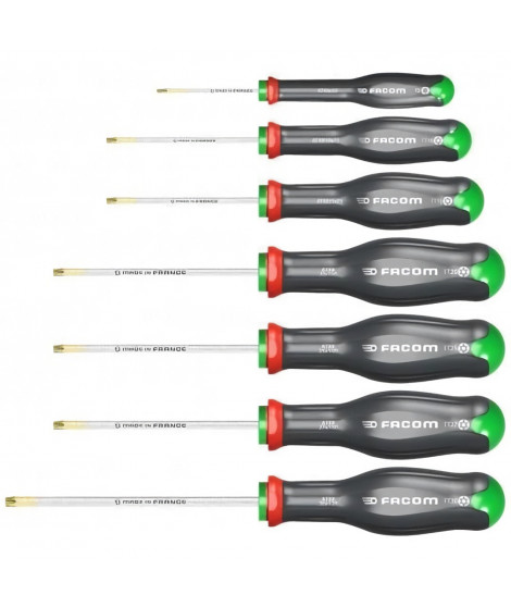 Jeu de 7 tournevis PROTWIST Torx et Resistorx - FACOM - ATXR.J7PB