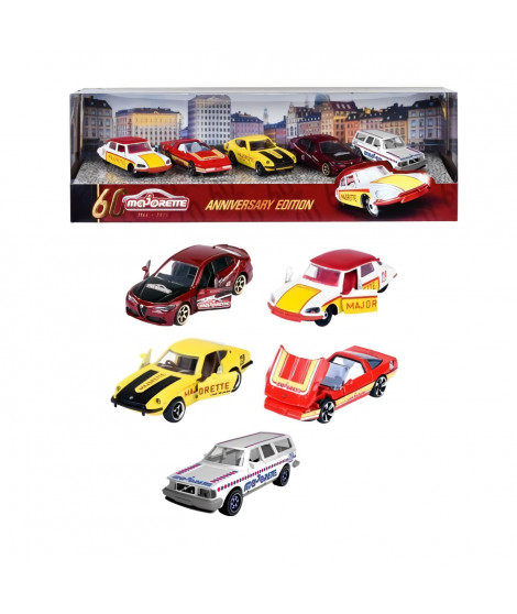 Majorette - Coffret Anniversaire 60 ans - 5 véhicules miniatures dont 2 exclusifs - Métal - Des 3 ans