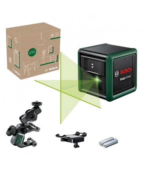 Laser lignes Bosch - Quigo Green (Livré avec 2 piles, une pince universelle MM2 et 1 adaptation de fixation)