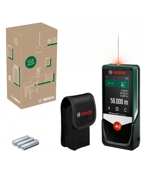 Télémetre laser AdvancedDistance 50 C de Bosch (mesure précise de la distance jusqu'a 50 metres, écran tactile, fonctions de …