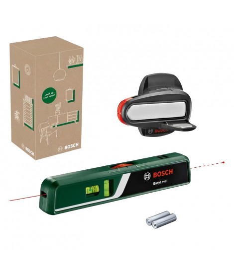 Niveau laser a bulle EasyLevel de Bosch avec support mural (ligne laser pour un alignement flexible sur les murs et point laser